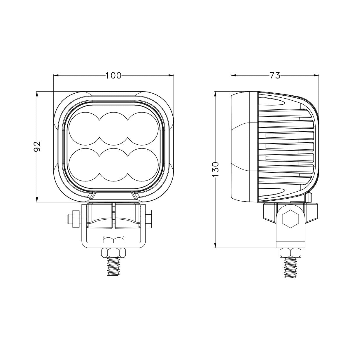 BASE6 HD Series 60W Work Light - Flood Beam